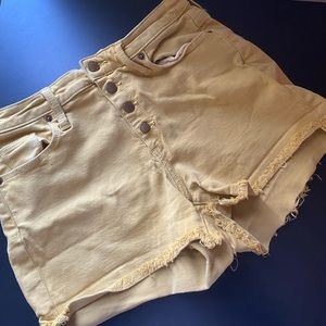 High waisted yellow shorts